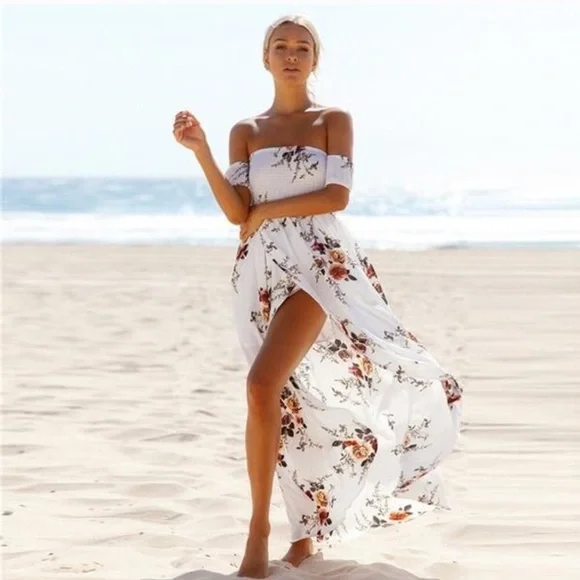 NEW XL Floral Off the Shoulder Maxi Dress - Picture 1 of 15